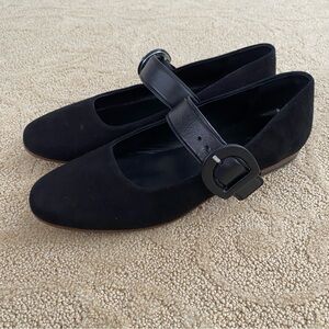 M. Gemi Black Leather Flats Ballet Mary Jane Sz 38.5 US 8 The Ballare Suede
